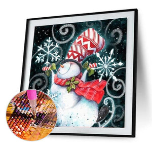 Weihnachten Schneemann - voller runder Diamant - 30x30cm