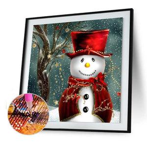 Weihnachten Schneemann - voller runder Diamant - 30x30cm