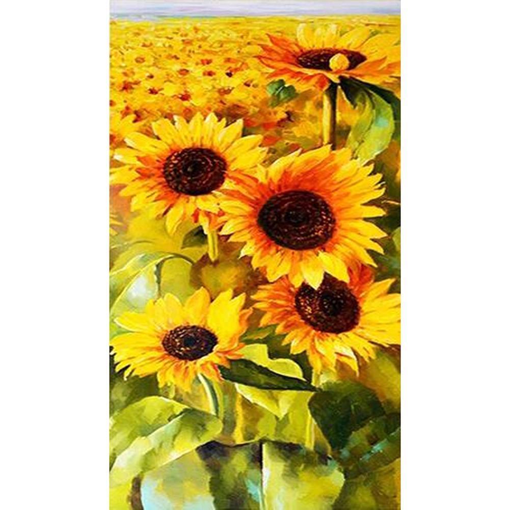 Sonnenblumen - voller runder Diamant - 45x85cm