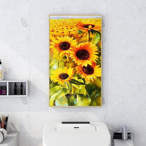 Sonnenblumen - voller runder Diamant - 45x85cm