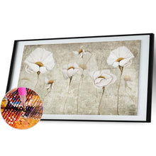 Lade das Bild in den Galerie-Viewer, Weiße Blumen - voller runder Diamant - 100x50cm
