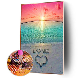 Liebe am Meer - voller runder Diamant - 40x60cm