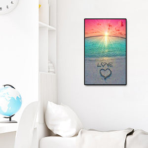 Liebe am Meer - voller runder Diamant - 40x60cm