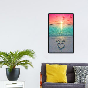 Liebe am Meer - voller runder Diamant - 40x60cm