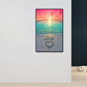 Liebe am Meer - voller runder Diamant - 40x60cm