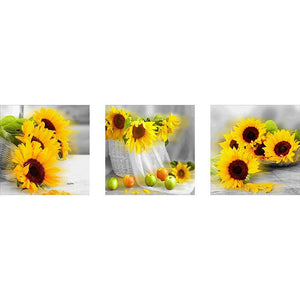 Sonnenblume - voller runder Diamant - 105x35cm