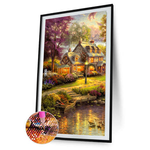 Waldlandschaft - voller runder Diamant - 45x85cm