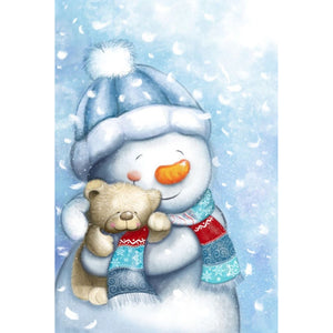 Schneemann - voller runder Diamant - 30x40cm