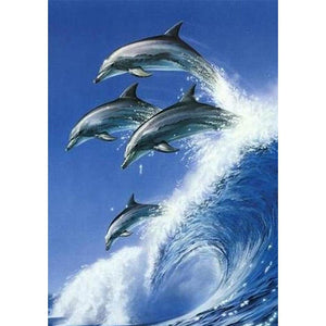 Delphin - voller runder Diamant - 30x40cm