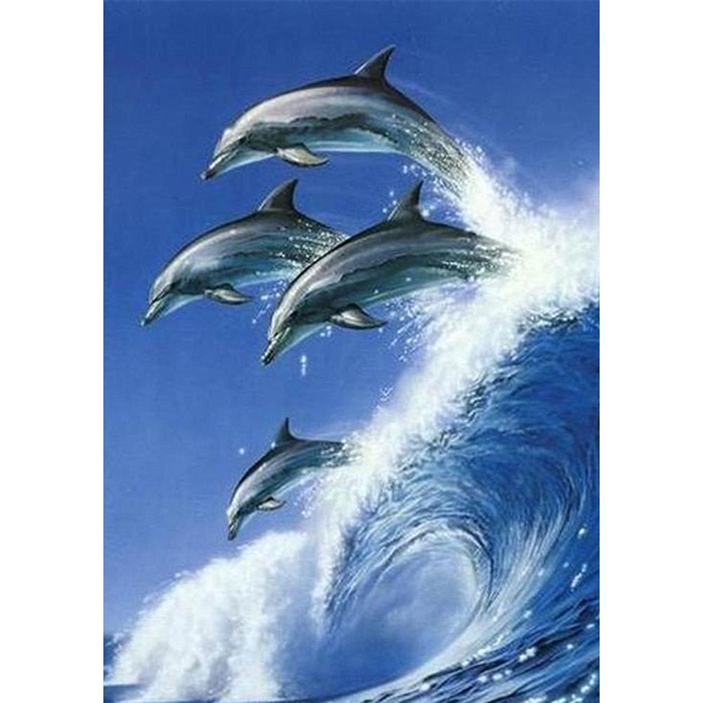 Delphin - voller runder Diamant - 30x40cm