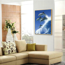 Lade das Bild in den Galerie-Viewer, Delphin - voller runder Diamant - 30x40cm
