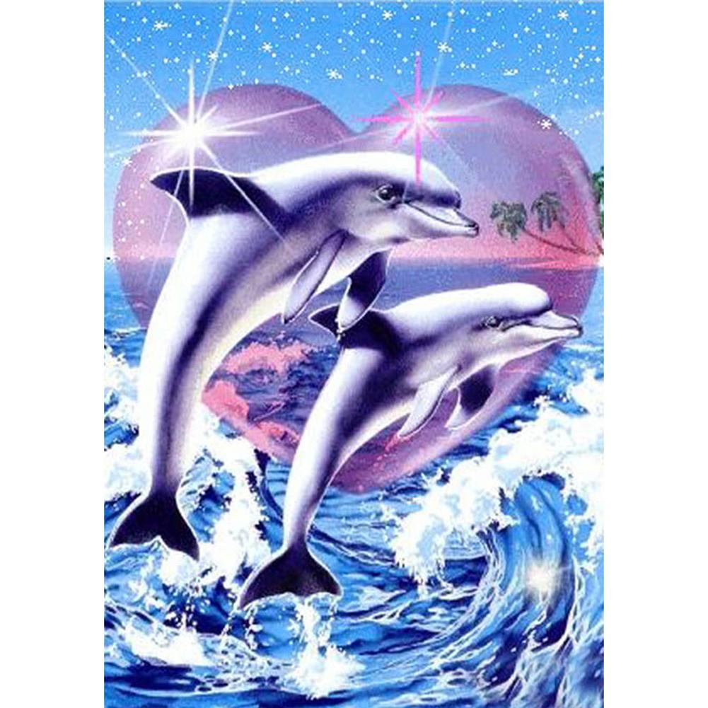 Delphin - voller runder Diamant - 30x40cm