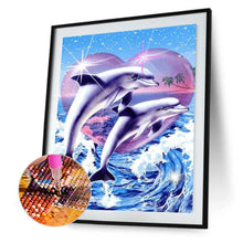 Lade das Bild in den Galerie-Viewer, Delphin - voller runder Diamant - 30x40cm
