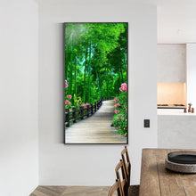 Lade das Bild in den Galerie-Viewer, Grüner Wald - voller runder Diamant - 45x85cm
