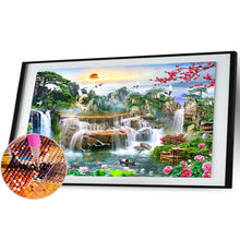 Lade das Bild in den Galerie-Viewer, Wasserfallgarten - voller runder Diamant - 100x40cm
