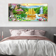 Lade das Bild in den Galerie-Viewer, Wasserfallgarten - voller runder Diamant - 100x40cm
