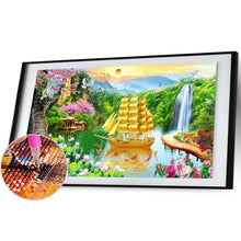 Lade das Bild in den Galerie-Viewer, Wasserfallgarten - voller runder Diamant - 100x40cm
