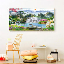 Lade das Bild in den Galerie-Viewer, Wasserfallgarten - voller runder Diamant - 100x40cm
