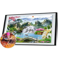 Lade das Bild in den Galerie-Viewer, Wasserfallgarten - voller runder Diamant - 100x40cm
