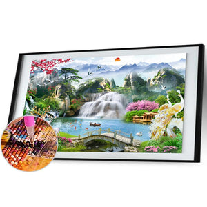 Wasserfallgarten - voller runder Diamant - 100x40cm