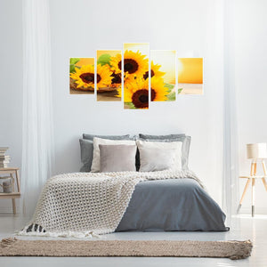 Sonnenblume 5 Panel - voller runder Diamant - 95x45cm