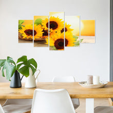 Lade das Bild in den Galerie-Viewer, Sonnenblume 5 Panel - voller runder Diamant - 95x45cm
