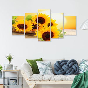 Sonnenblume 5 Panel - voller runder Diamant - 95x45cm