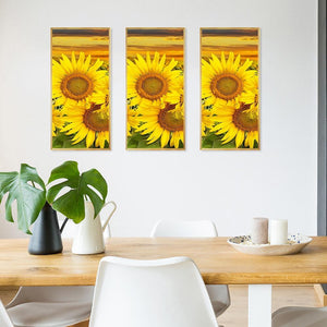 Sonnenblume 3 Panel - voller runder Diamant - 45x70cm