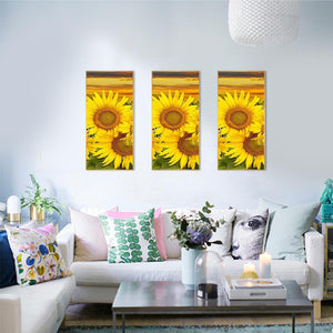 Sonnenblume 3 Panel - voller runder Diamant - 45x70cm