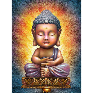 Buddha - voller runder Diamant - 30x40cm