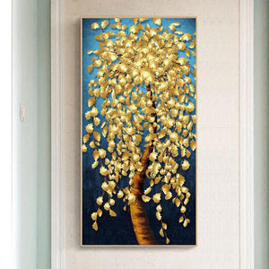 Goldener Baum - voller runder Diamant - 45x85cm