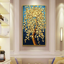 Lade das Bild in den Galerie-Viewer, Goldener Baum - voller runder Diamant - 45x85cm
