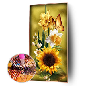 Sonnenblume - voller runder Diamant - 45x85cm