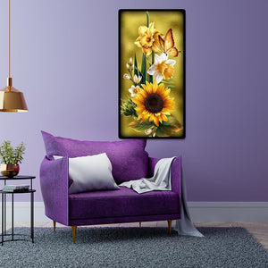 Sonnenblume - voller runder Diamant - 45x85cm