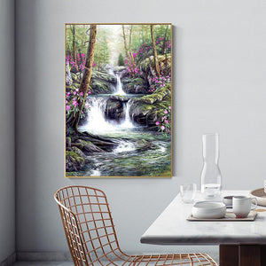 Blume Wasserfall - voller quadratischer Diamant - 40x50cm