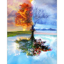 Lade das Bild in den Galerie-Viewer, Baum See Landschaft - voller quadratischer Diamant - 50x40cm
