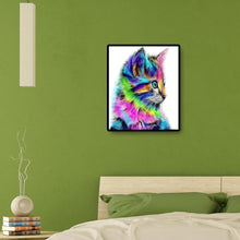 Lade das Bild in den Galerie-Viewer, Farbige Katze Handarbeit - voller quadratischer Diamant - 40x50cm
