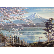 Lade das Bild in den Galerie-Viewer, Kirschblüten Landschaft - voller quadratischer Diamant - 50x40cm
