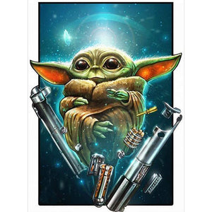 Yoda - voller runder Diamant - 30x40cm