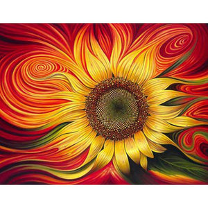 Begeisterte Sonnenblume - voller quadratischer Diamant - 50x40cm