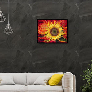 Begeisterte Sonnenblume - voller quadratischer Diamant - 50x40cm