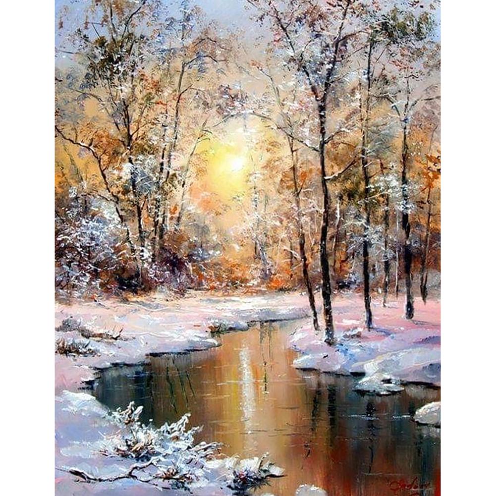 Wintersonne - voller quadratischer Diamant - 40x50cm