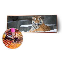 Lade das Bild in den Galerie-Viewer, Tiger Tier Kind - voller runder Diamant - 80x30cm
