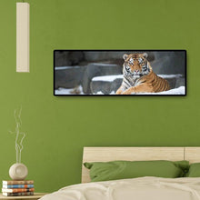 Lade das Bild in den Galerie-Viewer, Tiger Tier Kind - voller runder Diamant - 80x30cm
