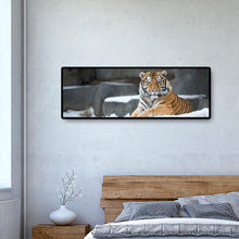 Lade das Bild in den Galerie-Viewer, Tiger Tier Kind - voller runder Diamant - 80x30cm
