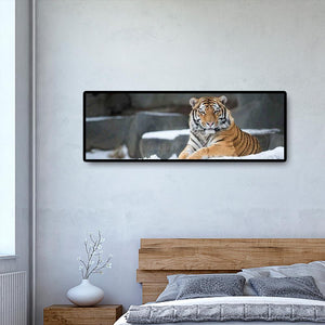 Tiger Tier Kind - voller runder Diamant - 80x30cm