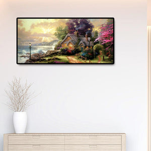 Berglandschaft - voller runder Diamant - 80x40cm