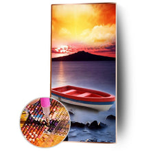 Lade das Bild in den Galerie-Viewer, Segelboot - voller runder Diamant - 40x80cm
