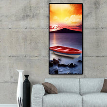 Lade das Bild in den Galerie-Viewer, Segelboot - voller runder Diamant - 40x80cm
