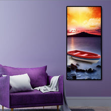 Lade das Bild in den Galerie-Viewer, Segelboot - voller runder Diamant - 40x80cm
